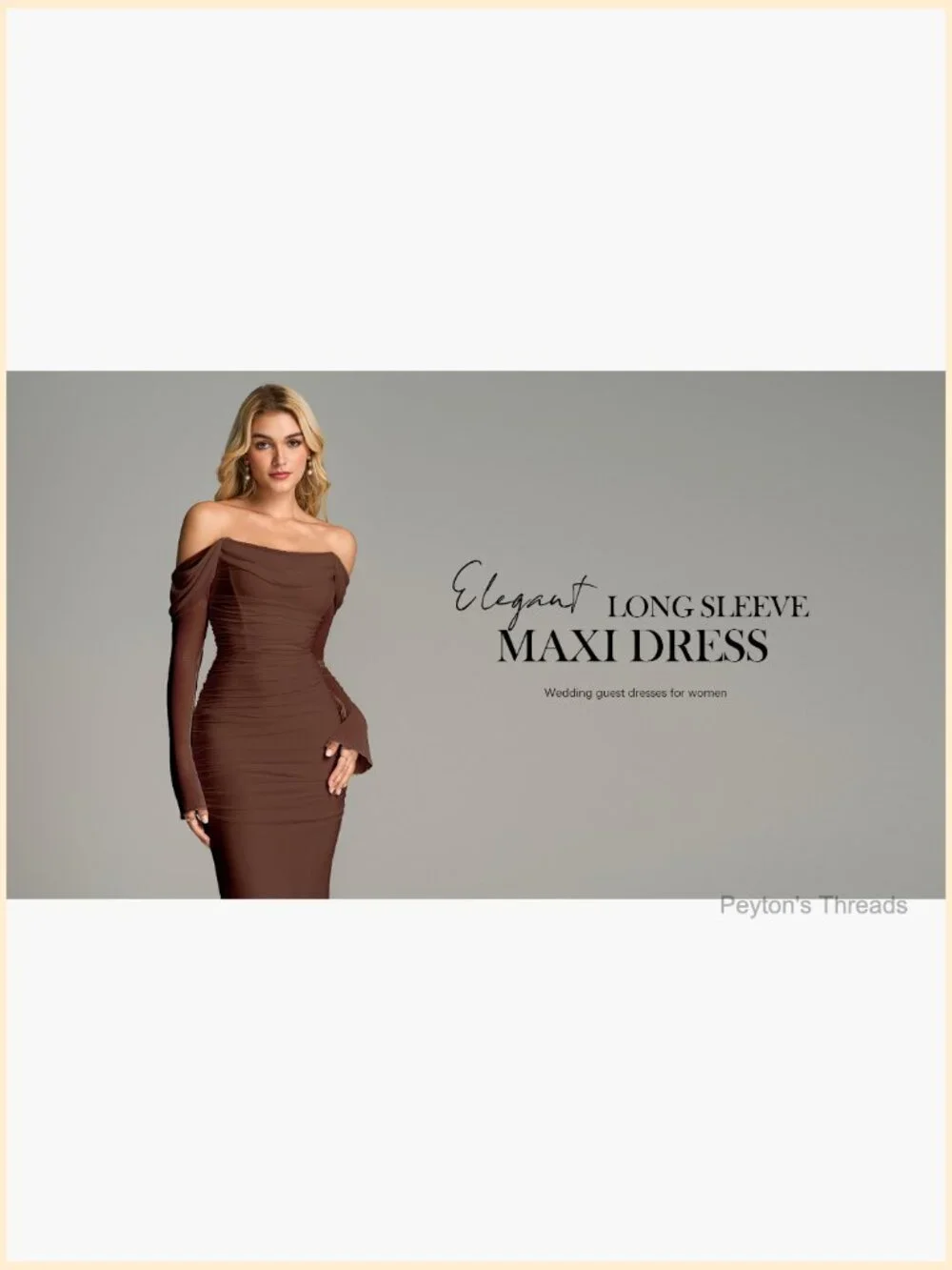 Off Shoulder Long Sleeve Maxi Dress Corset Bodycon Ruched Cocktail Dress - Picture 7 of 7